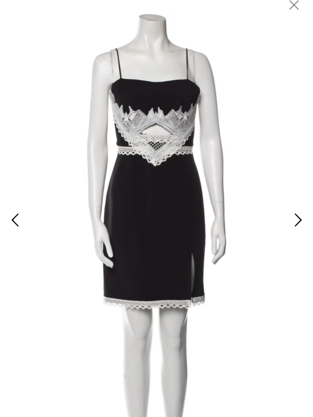 Jonathan Simkhai Black Strapless Mini Dress with White Lace Accents